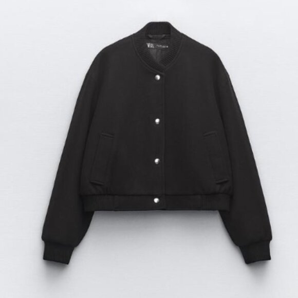 Zara Soft Bomber Jacket Black - Picture 1 of 5